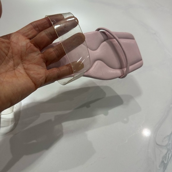 Zara Pink Minimalist Sandals Square Toe - Picture 2 of 4